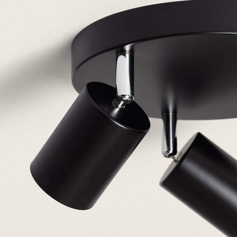 Candeeiro de Teto Orientável Circular Metal 3 focos Albus Black