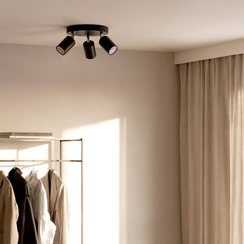 Candeeiro de Teto Orientável Circular Metal 3 focos Albus Black