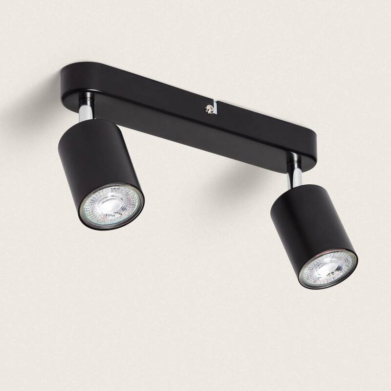 Candeeiro de Teto Orientável Metal 2 Focos Albus Black Large