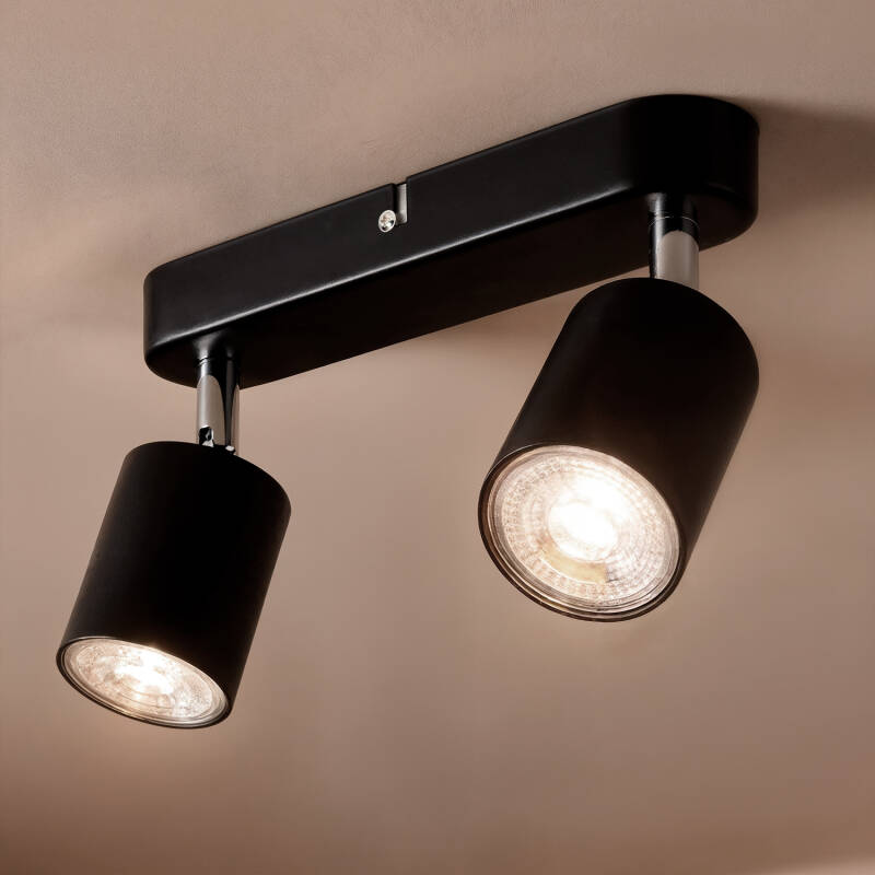 Candeeiro de Teto Orientável Metal 2 Focos Albus Black Large