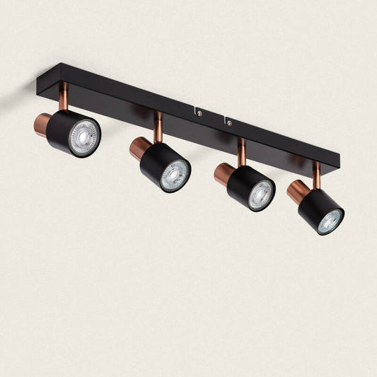 Candeeiro de Teto Orientável Metal 4 Focos Ciro Black Rose Grande