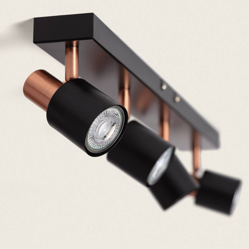 Candeeiro de Teto Orientável Metal 4 Focos Ciro Black Rose Grande