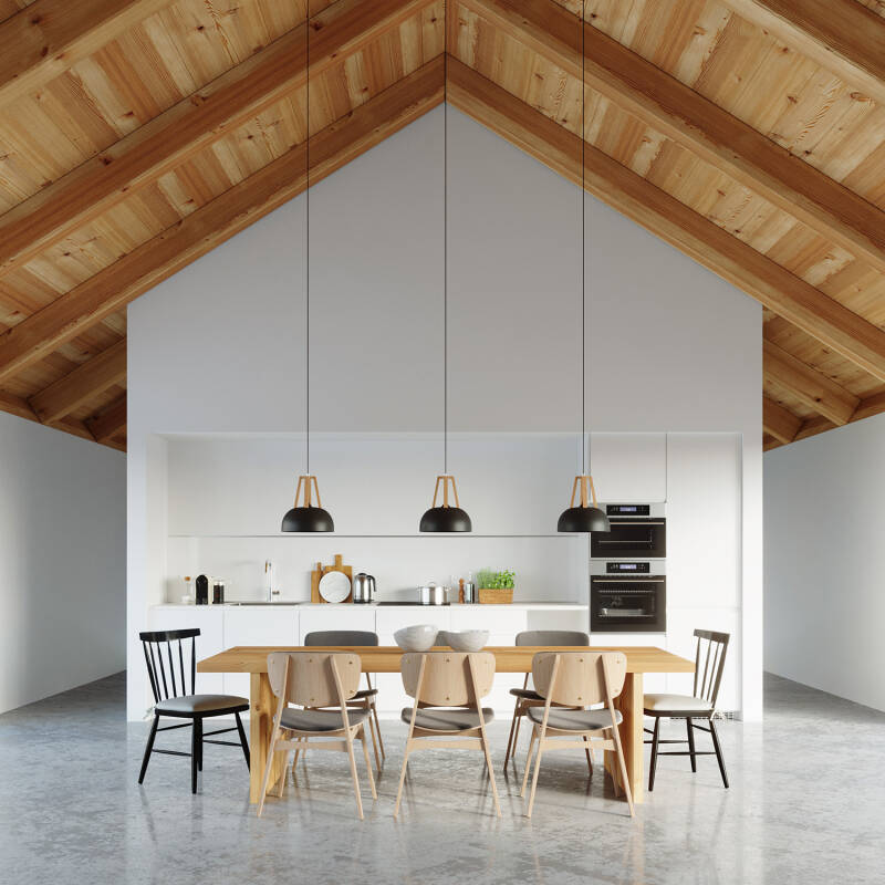 Candeeiro Suspenso Casco Madeira Natural SOLLUX