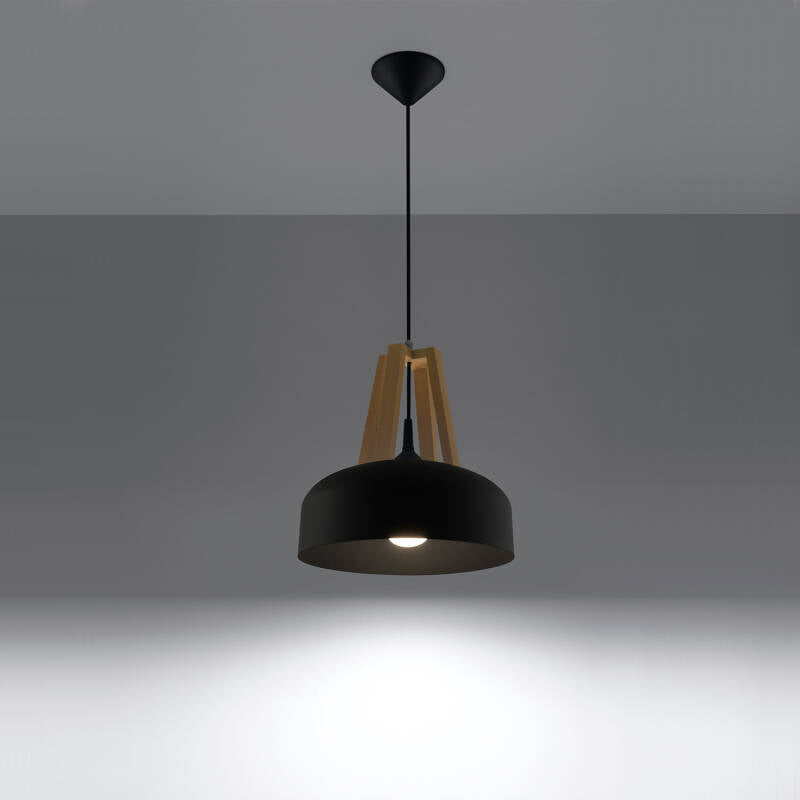 Candeeiro Suspenso Casco Madeira Natural SOLLUX