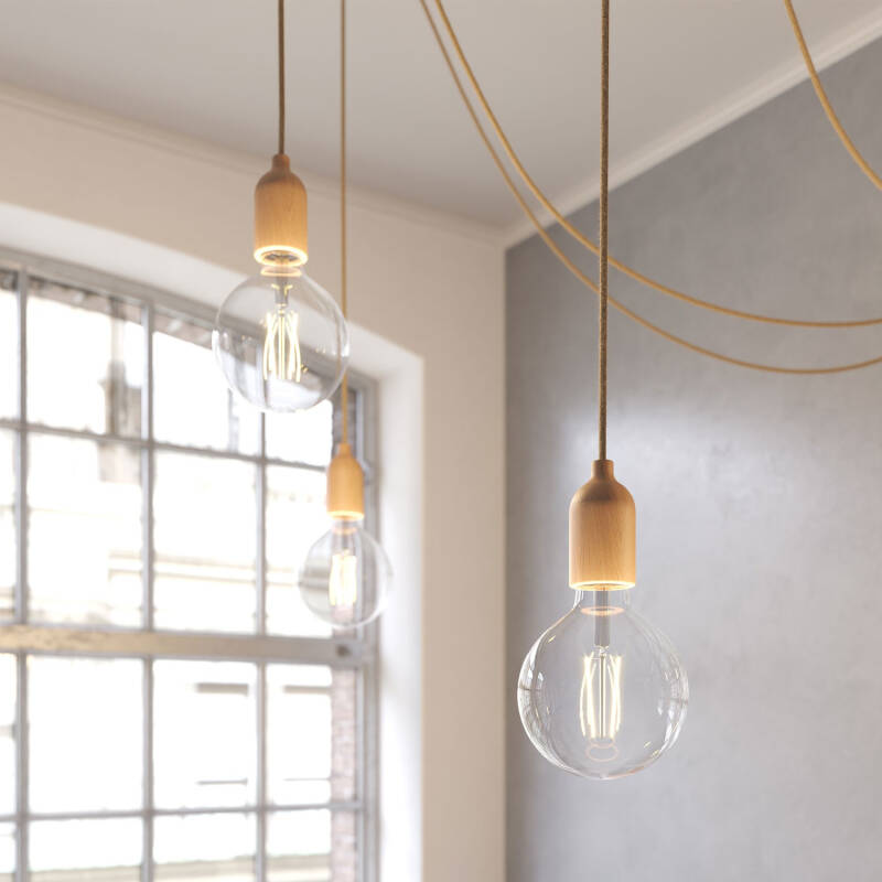 Candeeiro Suspenso de Têxtil e Madeira Spider Creative-Cables SPL114RN06DCGL