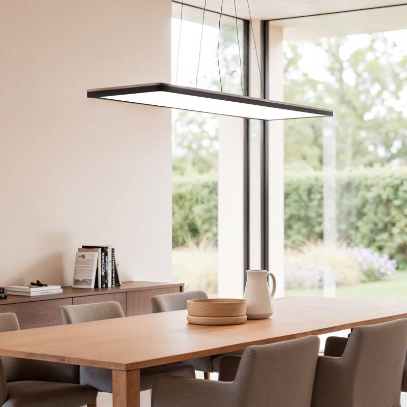 Candeeiro Suspenso LED 24W retangular SwitchCCT Seleccionável 580X200 MM Dupla face Preto