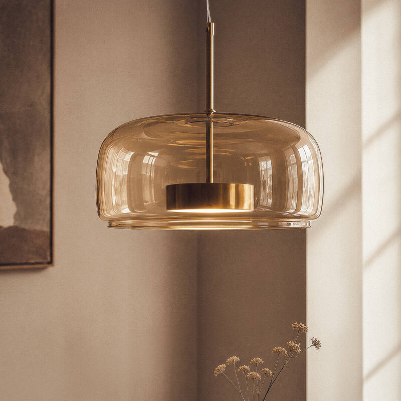 Candeeiro Suspenso LED 7W Metal e Vidro Aba