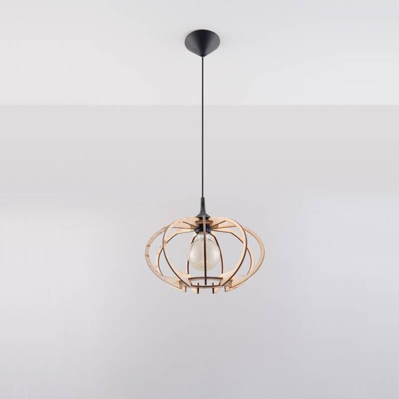 Candeeiro Suspenso Mandelino Madeira SOLLUX