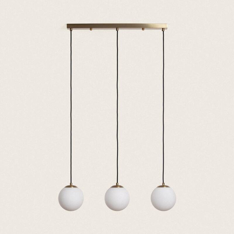 Candeeiro Suspenso Metal e vidro Moonlight Brass 3 Focos