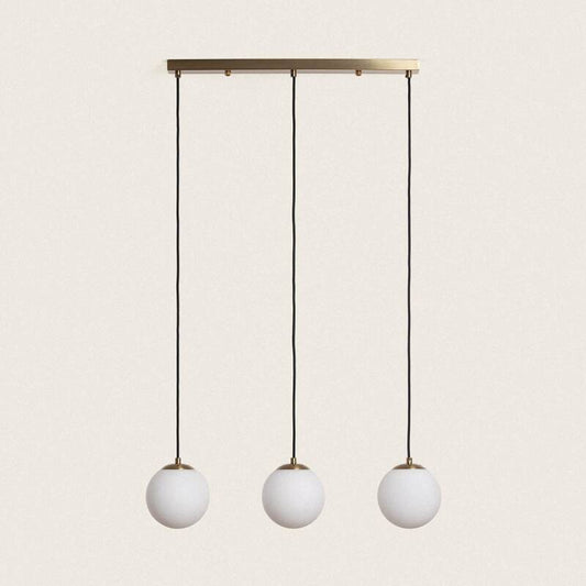 Candeeiro Suspenso Metal e vidro Moonlight Brass 3 Focos