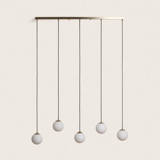 Candeeiro Suspenso Metal e Vidro Moonlight Brass 5 Focos