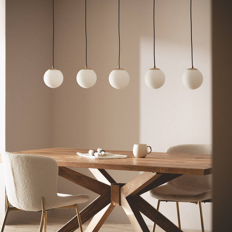Candeeiro Suspenso Metal e Vidro Moonlight Brass 5 Focos