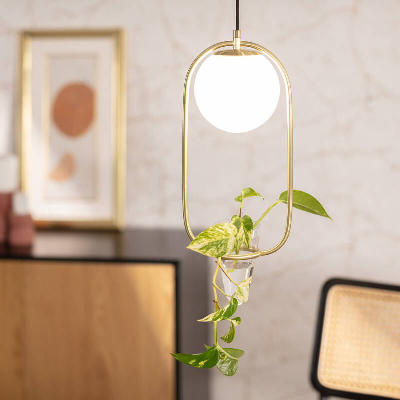 Candeeiro Suspenso Metal e Vidro Moonlight Puncak