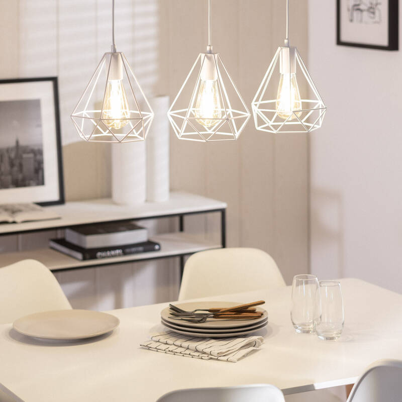 Candeeiro Suspenso Metal Sardo 3 Focos