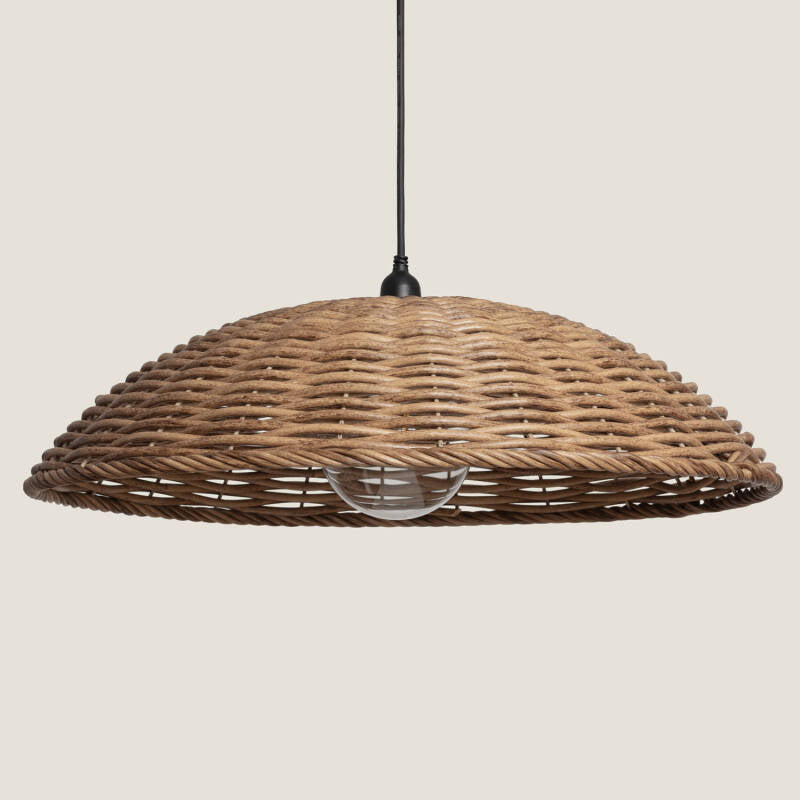 Candeeiro suspenso para exterior com efeito rattan Léa Curva
