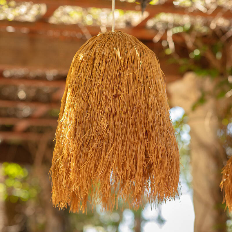 Candeeiro Suspenso para Exterior com Efeito Rattan Azul-marinho