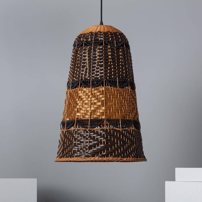 Candeeiro Suspenso para Exterior com Efeito de Rattan Trançado