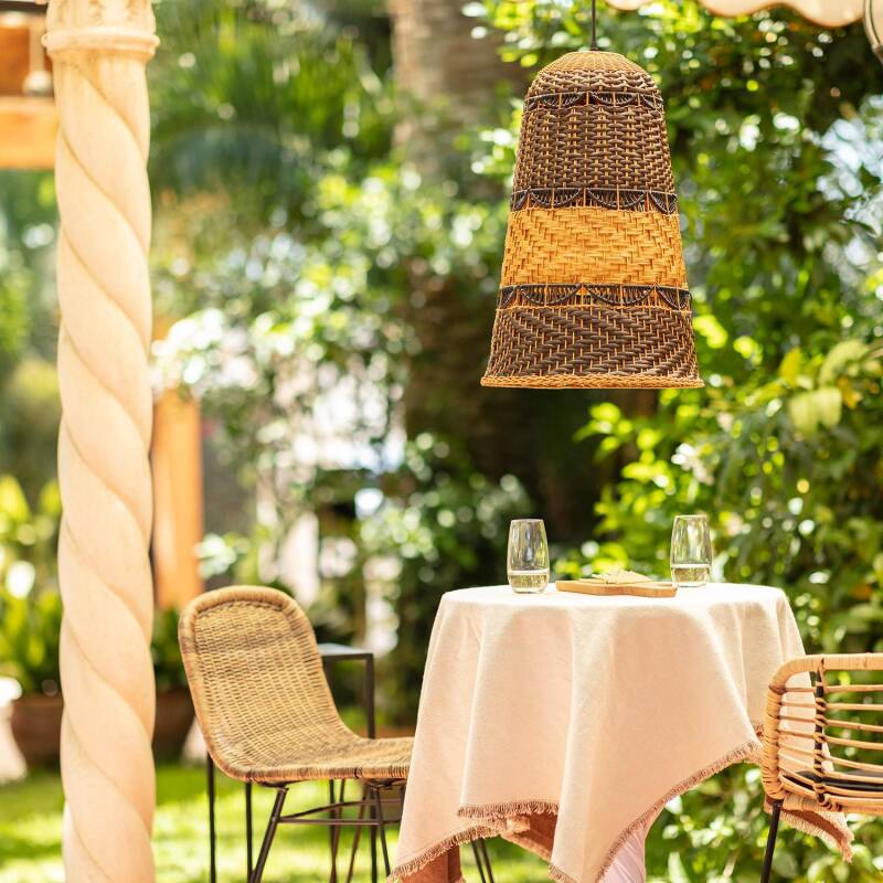 Candeeiro Suspenso para Exterior com Efeito de Rattan Trançado