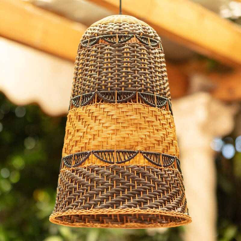 Candeeiro Suspenso para Exterior com Efeito de Rattan Trançado
