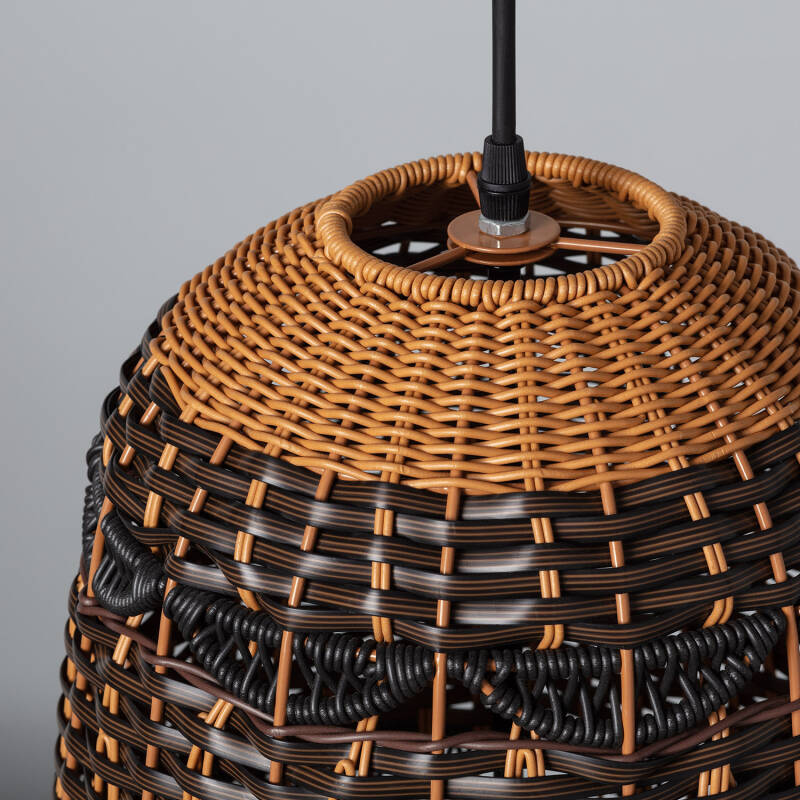 Candeeiro Suspenso para Exterior com Efeito de Rattan Trançado