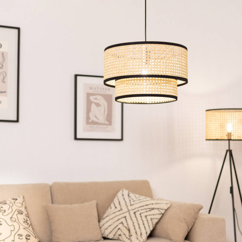 Candeeiro Suspenso Rattan Huela Doppio
