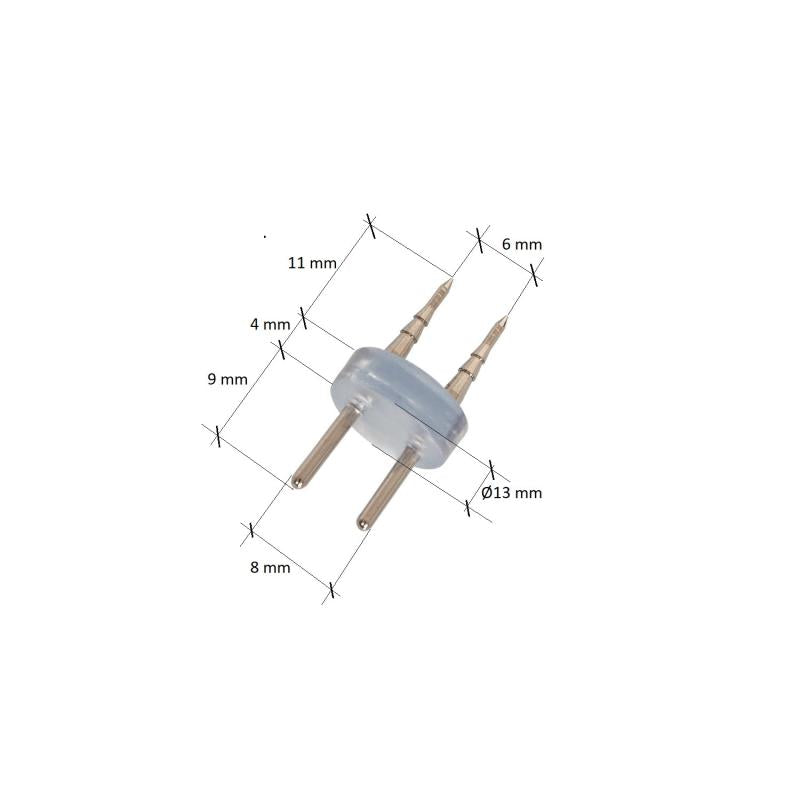 Conector 2 PIN para Fita Neon Circular 360 e Mangueira LED 220V AC IP65 Corte a cada 100cm