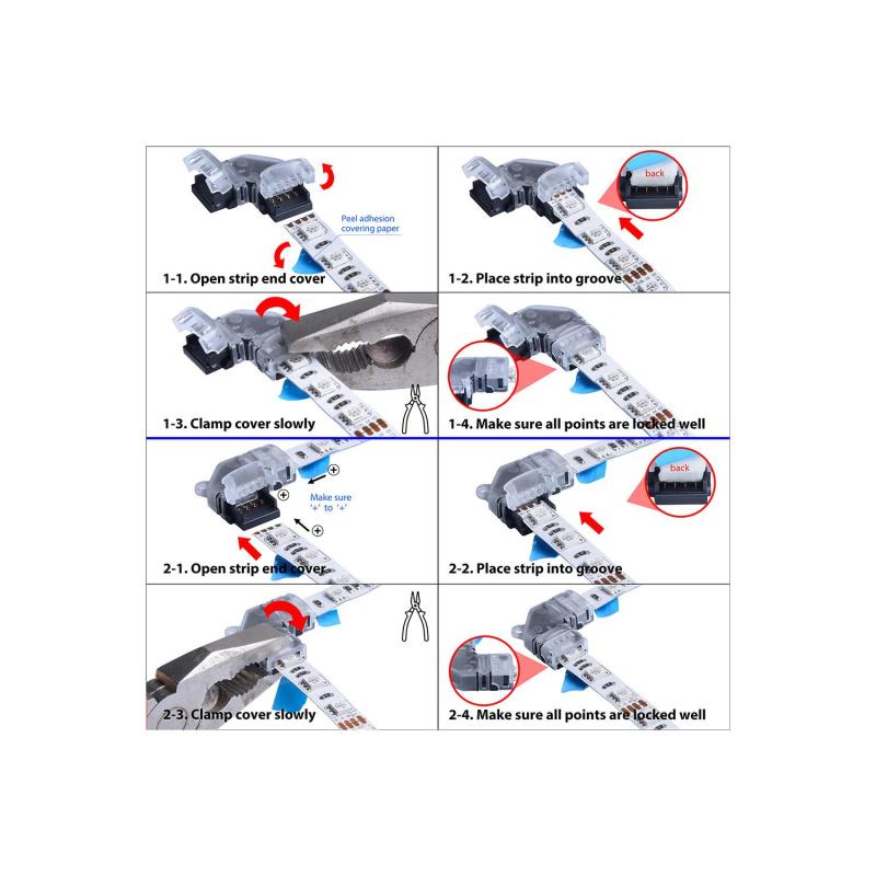Conector Hipopótamo para unir em L FIta LED IP20
