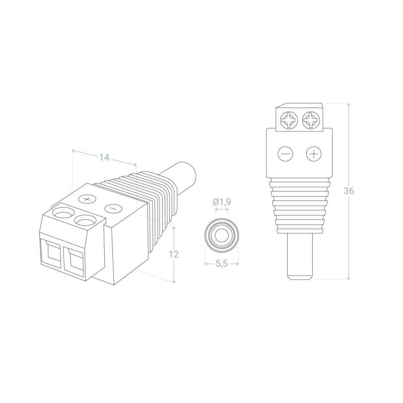 Conector Jack DC Macho