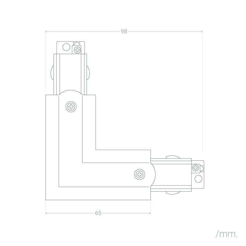 Conector Left Side Tipo L para Calha Trifásico