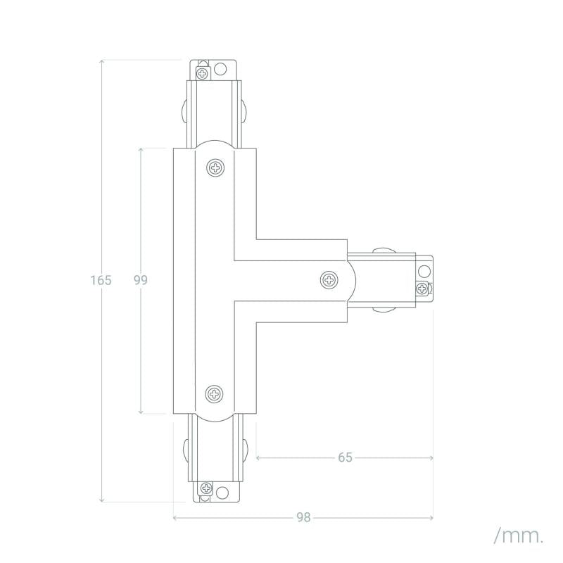 Conector Right Side Tipo T para Calha Trifásico