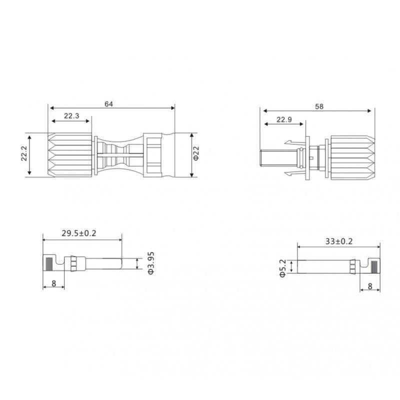 Conectores Multicontact MC4 1/1 IP68 para Cabo de 8-10mm²