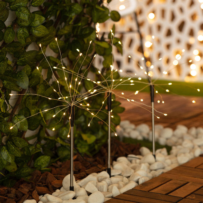 Conjunto de 3 Espetos LED Exterior Solar Dente-de-Leão