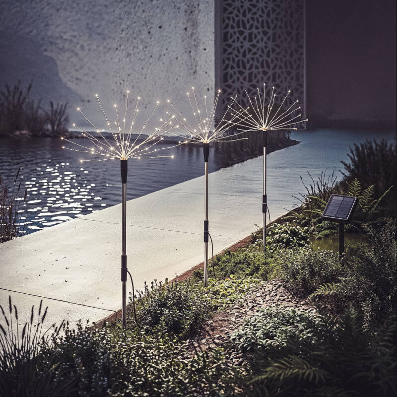 Conjunto de 3 Espetos LED Exterior Solar Dente-de-Leão
