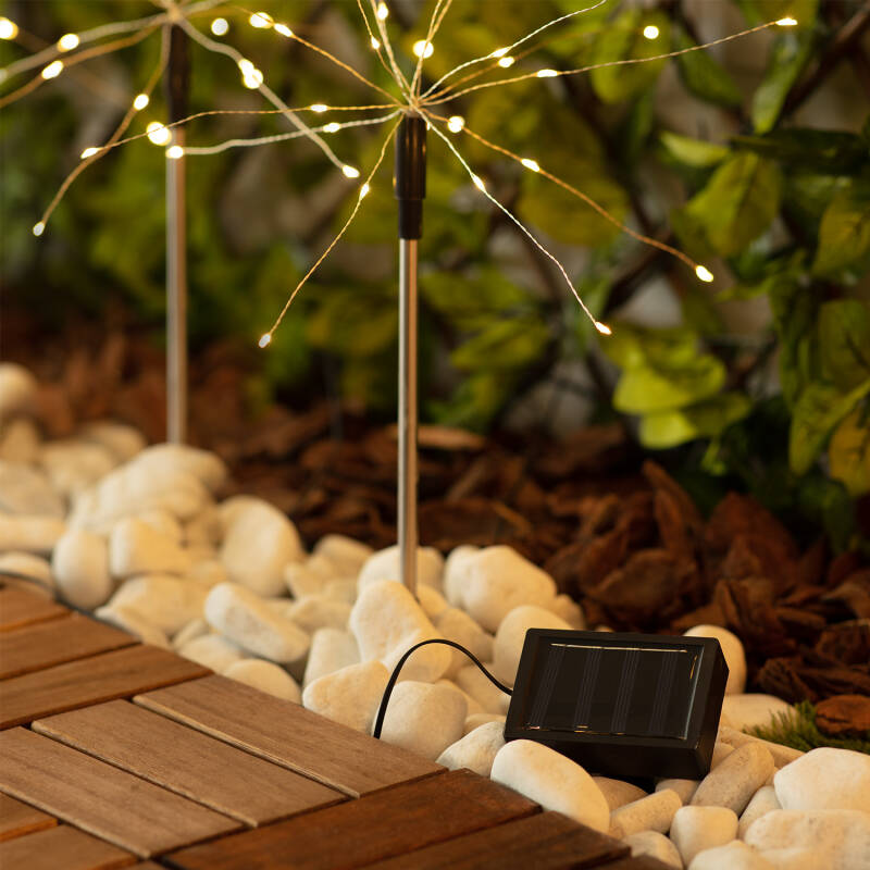 Conjunto de 3 Espetos LED Exterior Solar Dente-de-Leão