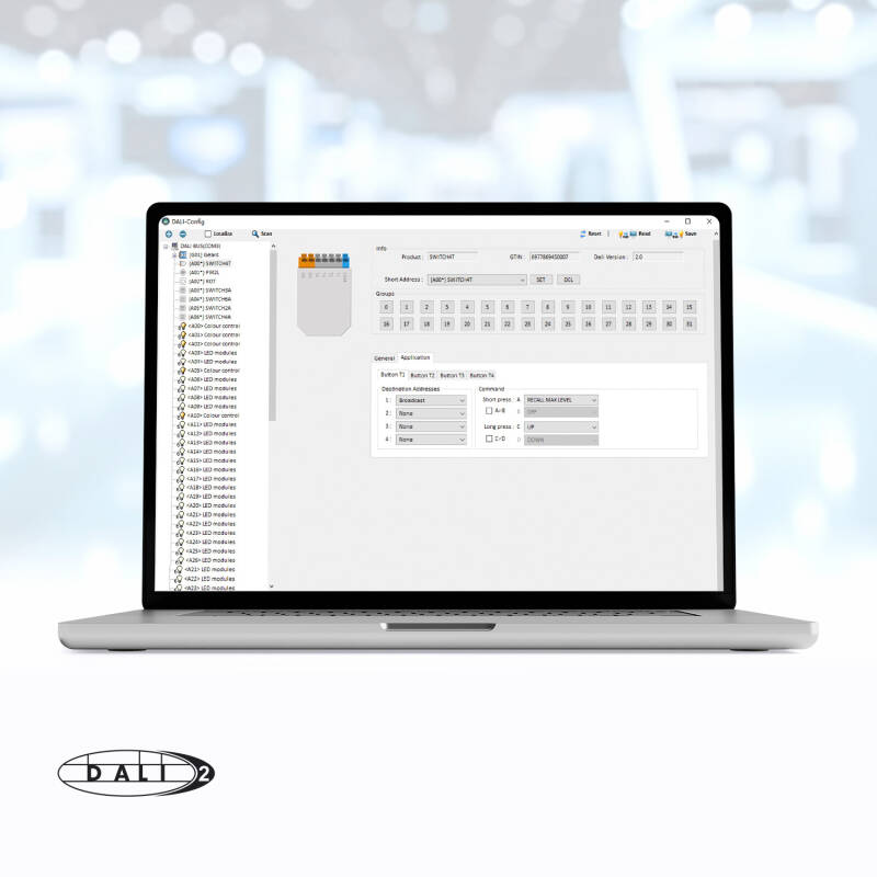 Controlador de Contactos Secos DALI-2 Compatível com Pulsador
