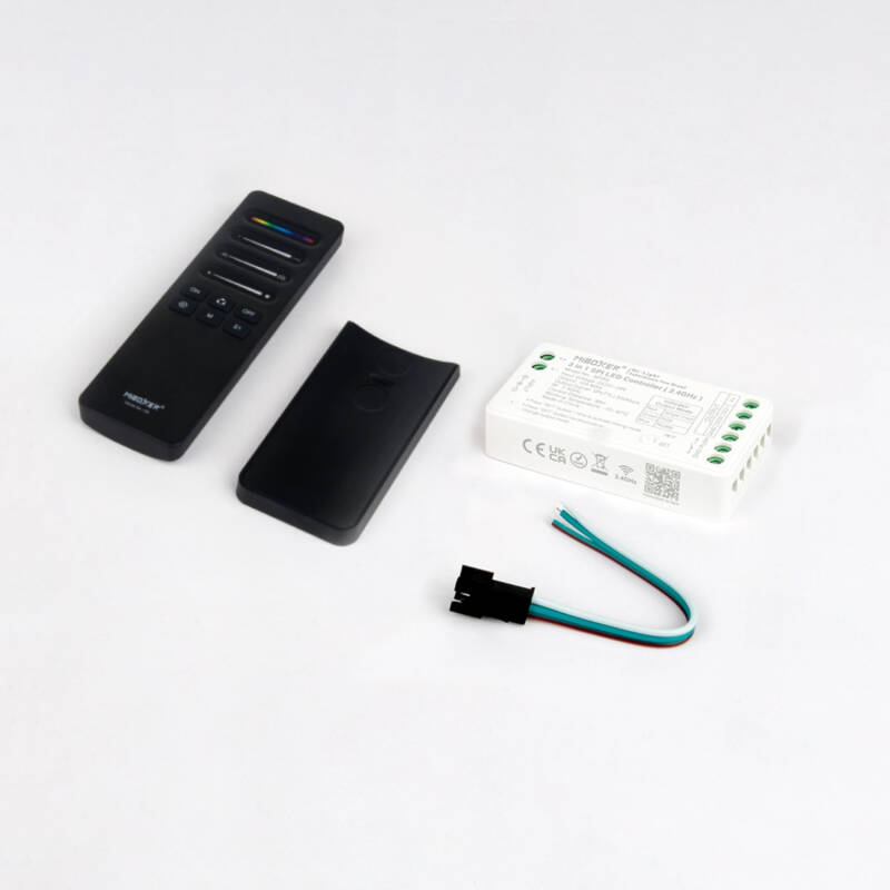 Controlador Digital SPI 3 em 1 para Fita LED Digital de Monocor/RGB/RGBW com MiBoxer SPIR3 + Controlo Remoto C6