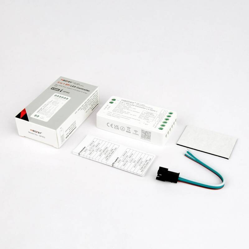 Controlador Digital SPI 3 em 1 para Fita LED Digital de Monocor/RGB/RGBW com MiBoxer SPIR3 + Controlo Remoto C6