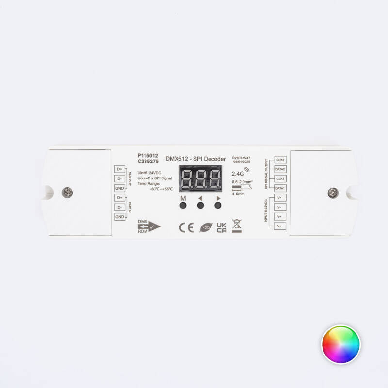 Decodificador DMX512 para SPI com RF para Fita LED Digital RGB/RGBW 5-24V SKYDANCE DS-L