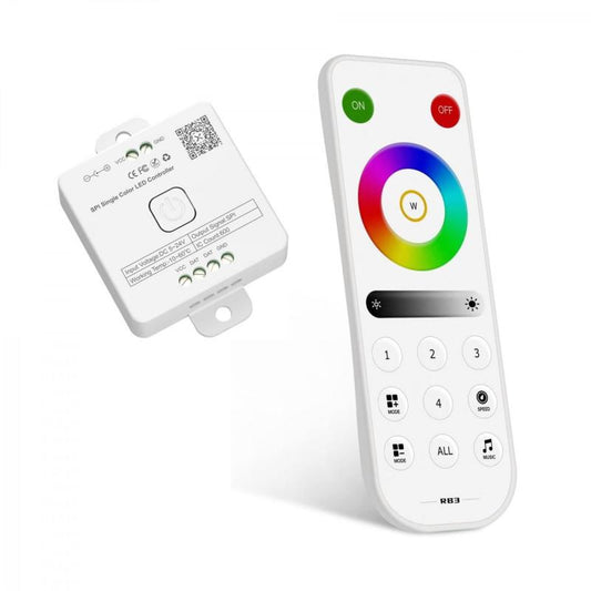 Controlador Regulador de Fita LED RGB+CCTIC Digital SPI 24V DC com Comando e Bluetooth