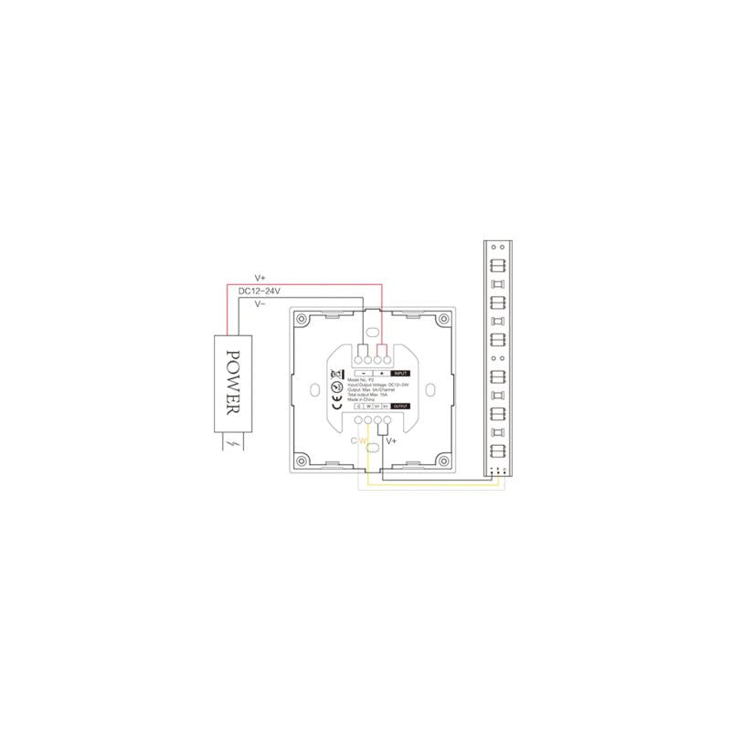 Controlador Regulador de Parede Táctil LED CCT 12/24V DC RF MiBoxer P2