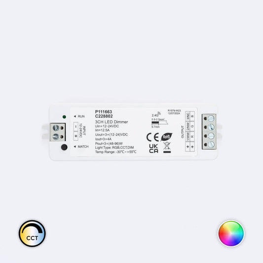Controlador de Fita LED Monocromática/CCT/RGB 12-24V SKYDANCE V3 Compatível com Comando RF