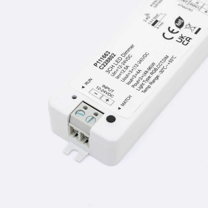 Controlador de Fita LED Monocromática/CCT/RGB 12-24V SKYDANCE V3 Compatível com Comando RF
