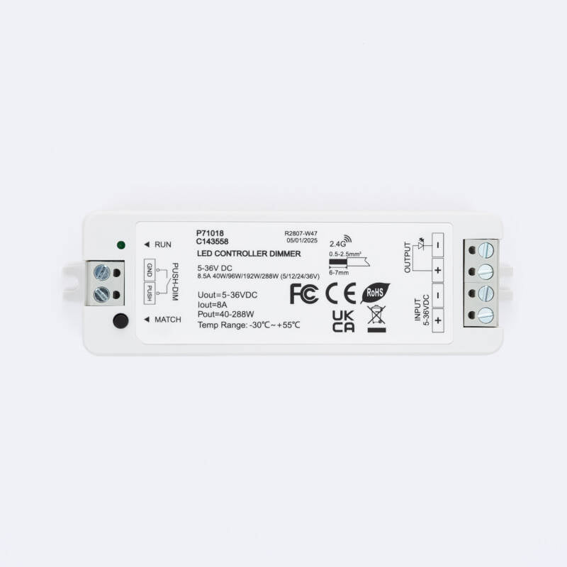 Regulador de Fita LED Monocromática 12-24V SKYDANCE V1 Compatível com Botão e Comando RF