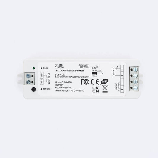 Regulador de Fita LED Monocromática 12-24V SKYDANCE V1 Compatível com Botão e Comando RF