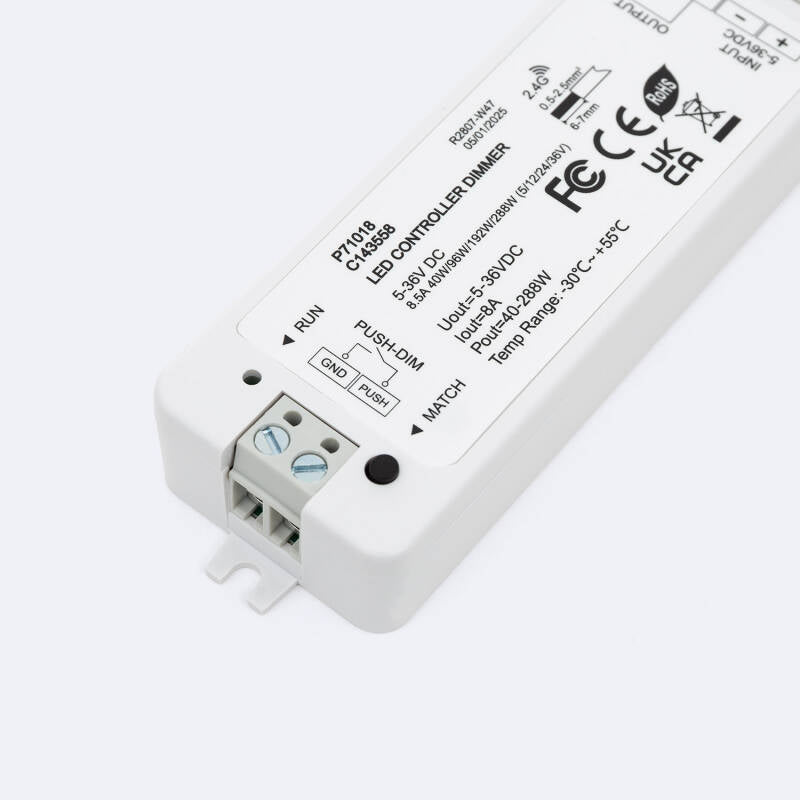 Regulador de Fita LED Monocromática 12-24V SKYDANCE V1 Compatível com Botão e Comando RF