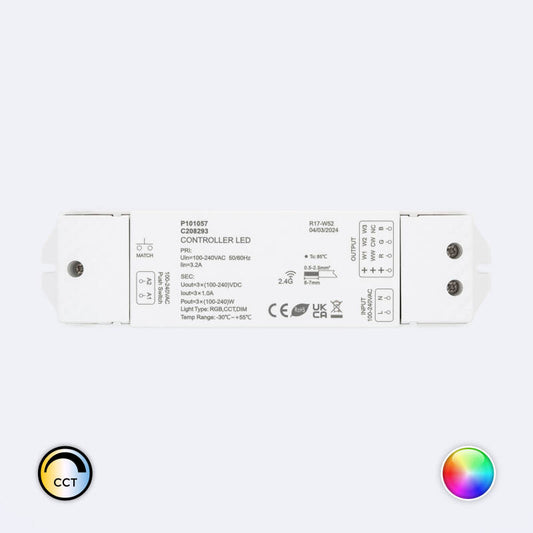 Controlador de Fita LED 220V monocromático/CCT/RGB SKYDANCE S3 Compatível com Pulsador e Comando RF