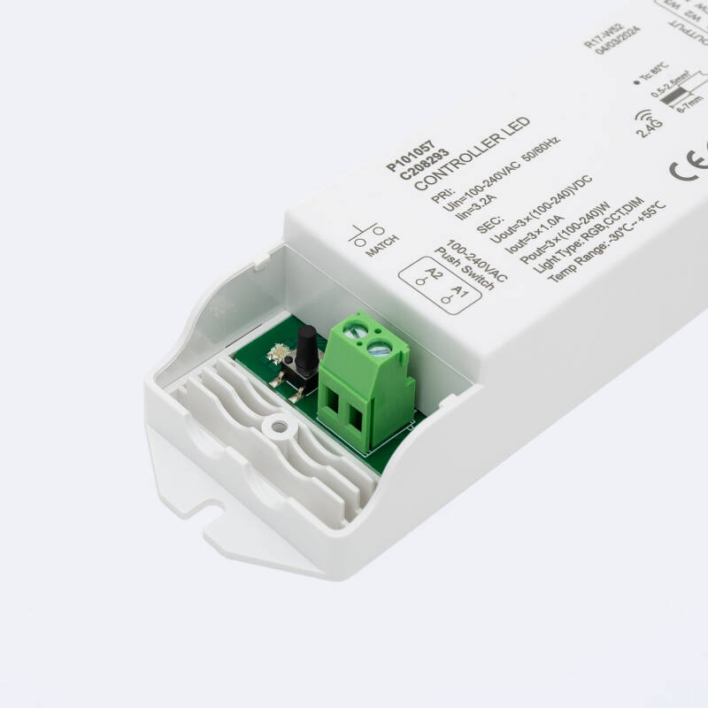 Controlador de Fita LED 220V monocromático/CCT/RGB SKYDANCE S3 Compatível com Pulsador e Comando RF