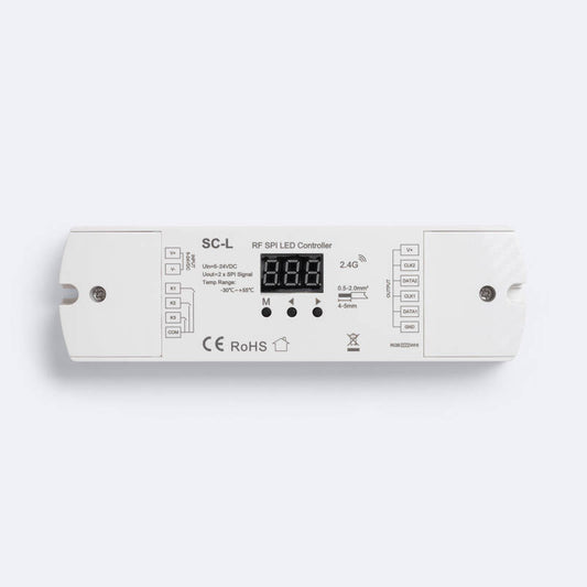 Controlador de Fita LED Digital SPI RGB/RGBW 12-24V SKYDANCE SC-L Compatível com Botão e Comando RF