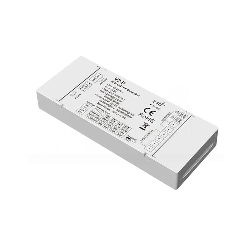 Controlador de Fita LED Monocromática/CCT 12-24-48V SKYDANCE V2-P Compatível com Comando RF