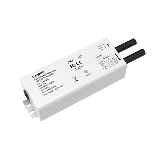 Controlador de Fita LED Monocromática/CCT/RGB/RGBW 12-24V IP67 SKYDANCE V4-WPS Compatível com Comando RF